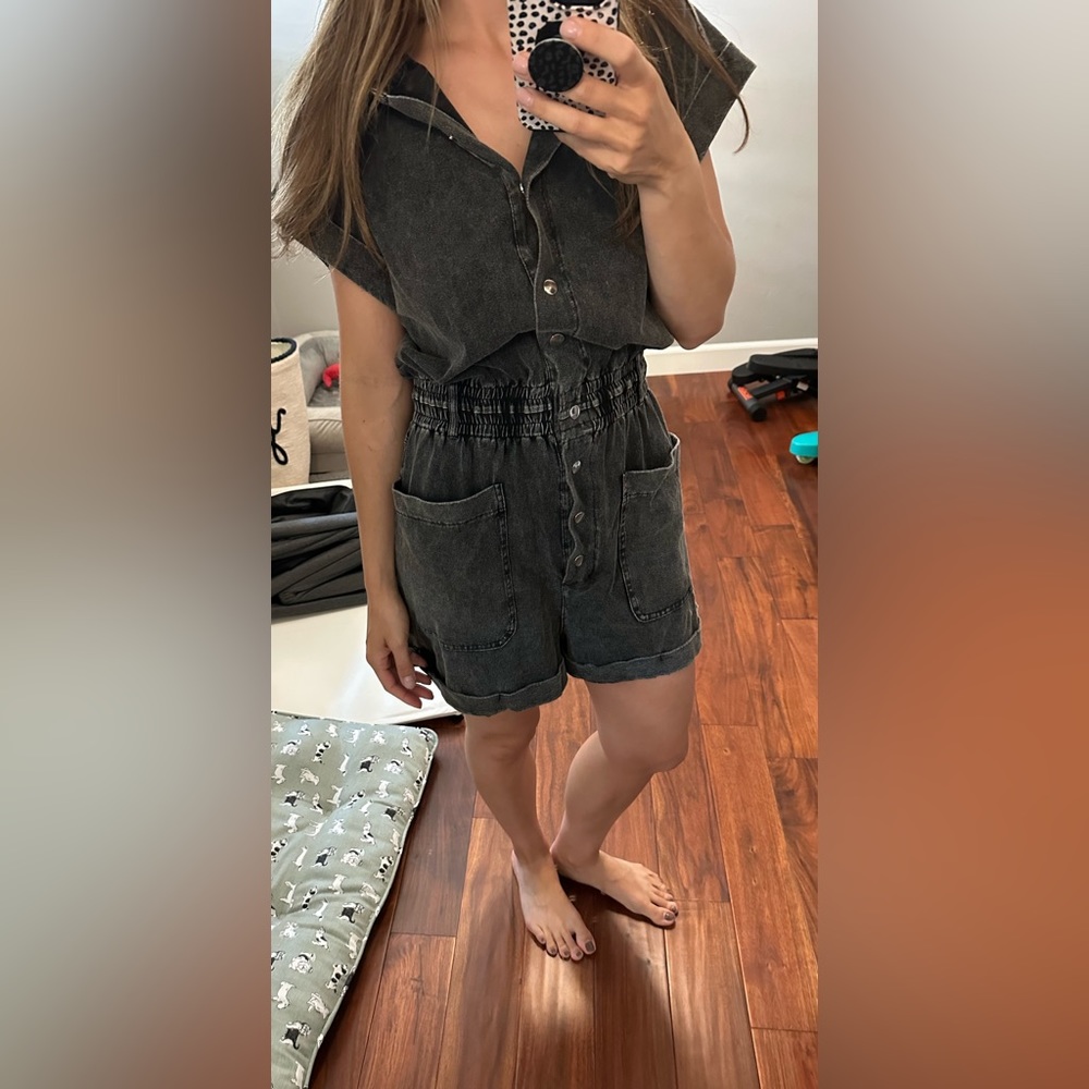 Denim jumpsuit, short